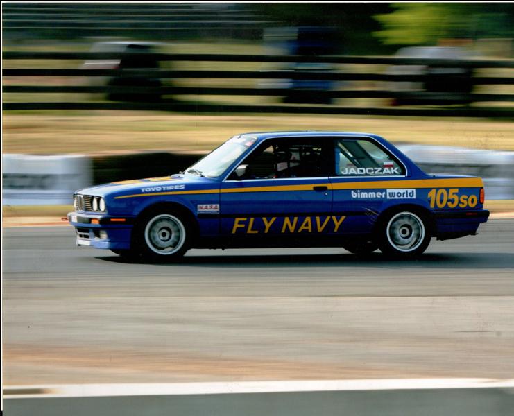 action photo of PJs Blue BMW race car