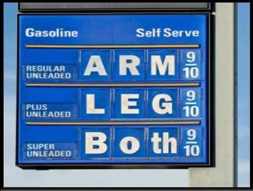 Gas Price showing prices ARM for Regular - Leg for Plus - and Both for Premium